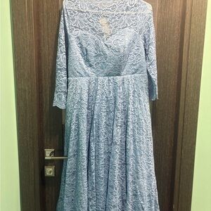 Torrid Light Blue Lace Long Sleeve Dress